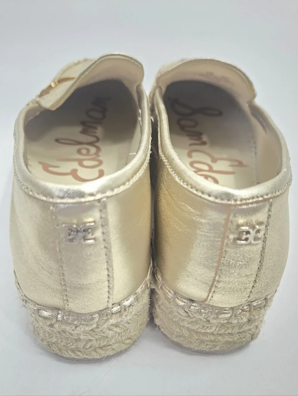 Sam Edelman Corrin Metallic Gold Espadrille Loafers with Horsebit Detail
